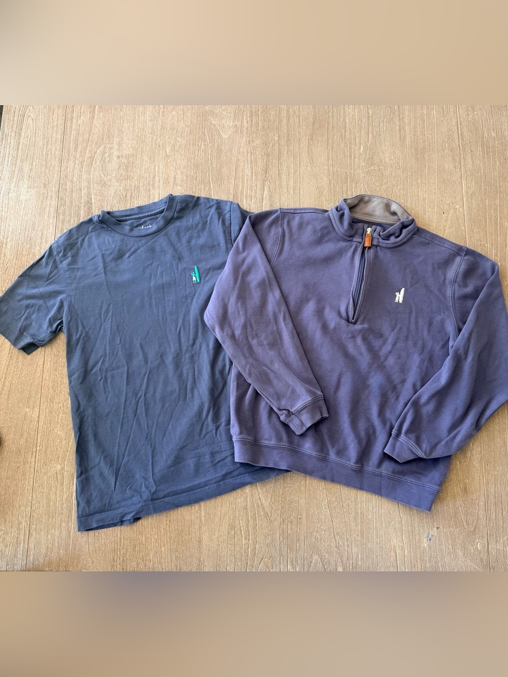 johnnie-O Boys Navy Short Sleeve Tee & Navy Quarter-Zip Pullover Set of 2 Size 8